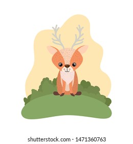 cute deer with background landscape