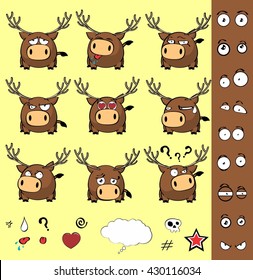 cute deer ball set cartoon expressions in vector format very easy to edit