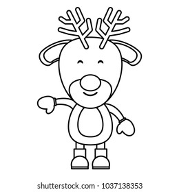 cute deer with boots and gloves over white background, vector illustration