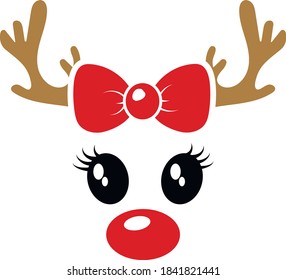 Cute deer with bow vector svg