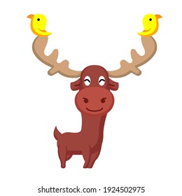 Cute deer caricature smiling mascot logo design