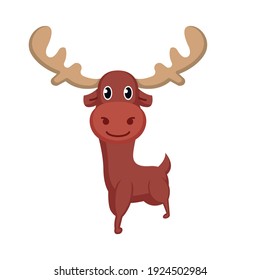 Cute deer caricature smiling mascot logo design
