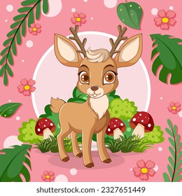 Cute Deer Cartoon Character illustration
