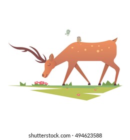 Cute deer cartoon comic wild vector character