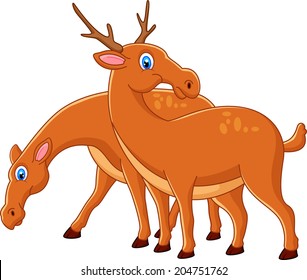 Cute deer cartoon couple 