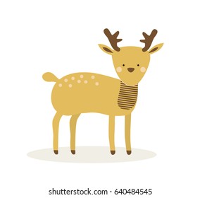Cute deer cartoon design on white background. Vector image illustration