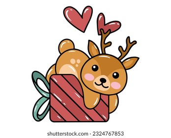 Cute Deer Cartoon Drawing Illustration
