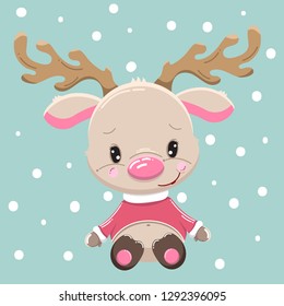 Cute DEER cartoon hand drawn vector illustration. Can be used for baby t-shirt printing, fashion print design, children wear, baby shower celebration greeting and invitation card.