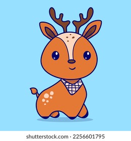 Cute deer cartoon icon illustration