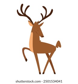 Cute Deer Cartoon Icon Illustration. Animal Nature Icon Concept Isolated.