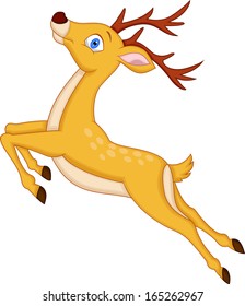 Cute deer cartoon jumping