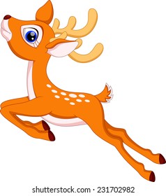 Cute deer cartoon jumping