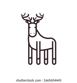 Cute deer cartoon line style icon design, Animal zoo life nature character childhood and adorable theme Vector illustration
