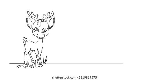 cute deer cartoon minimalistic simple lines.deer cartoon continuous lines.cute deer single line