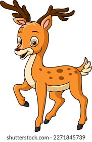Cute deer cartoon on white background