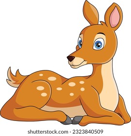 Cute deer cartoon on white background