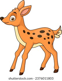 Cute deer cartoon on white background