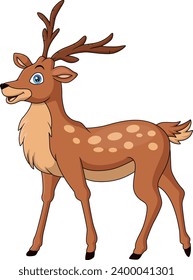 Cute deer cartoon on white background