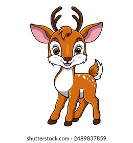 Cute Deer cartoon on white background