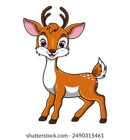 Cute Deer cartoon on white background