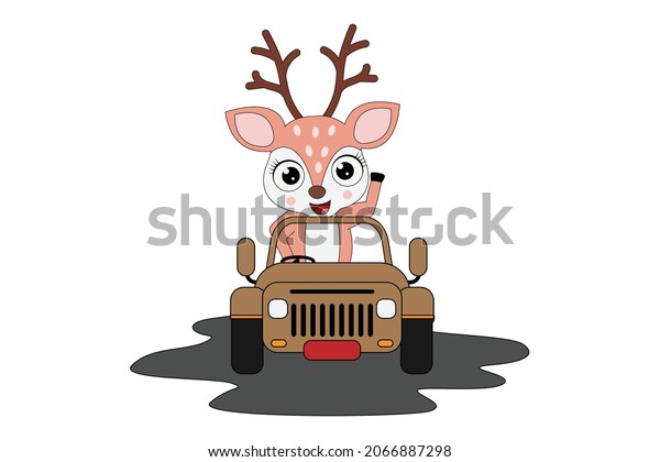 cute deer cartoon ride\
car