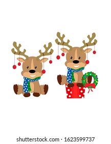 cute deer cartoon in vector