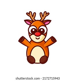 Cute Deer Cartoon Vektorsymbol Illustration. Konzept des Tiernatur-Symboles isoliert.