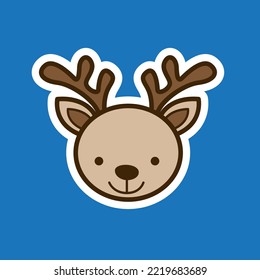 Cute Deer Cartoon Vector Icon Illustration. Flat Cartoon Style