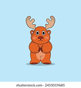 cute deer cartoon vector icon illustration.animal icon illustration. flat style concept cute