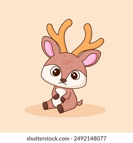 cute deer cartoon vector icon illustration. animal icon concept isolated