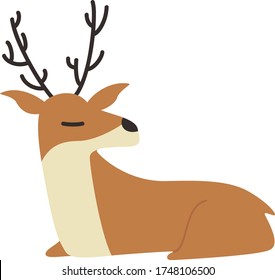 Cute Deer Cartoon, Vector illustration deer on a white background. Drawing for children