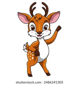 Cute deer cartoon waving hand