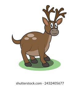 cute deer cartoon,vector isolated animal on white background