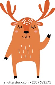 Cute deer character. Scandinavian nordic style mascot