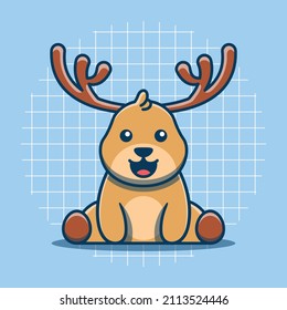 Ilustración vectorial de sentada de caracteres de ciervo. Estilo de caricatura plano. Concepto animal aislado.