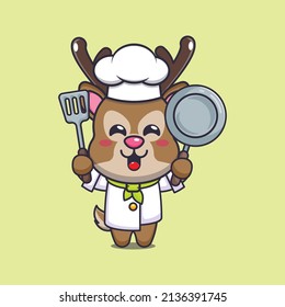 cute deer chef mascot cartoon character