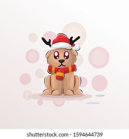 cute deer christmas mascot cartoon design vector