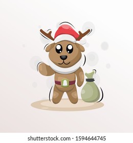 cute deer christmas mascot cartoon design vector