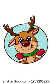 A cute deer in the Christmas theme