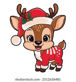 A cute deer christms design vactor art with white backraaund