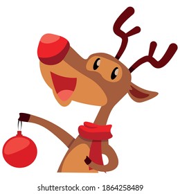 cute deer, with colored Christmas balls