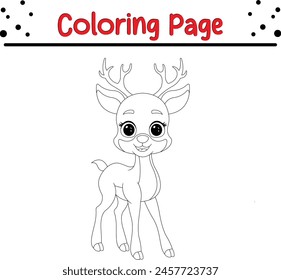 linda página de libro para colorear de ciervo para niños.