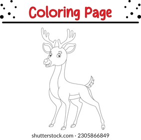 cute deer coloring page for kids. Vector illustration for children