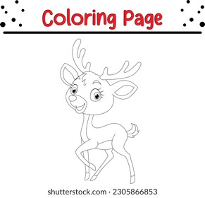 cute deer coloring page for kids. Vector illustration for children