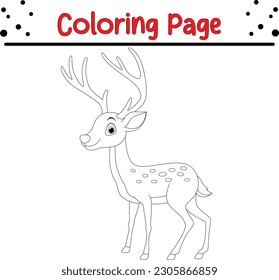 cute deer coloring page for kids. Vector illustration for children