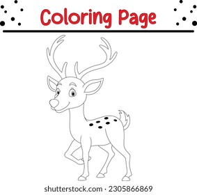 cute deer coloring page for kids. Vector illustration for children