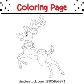 cute deer coloring page for kids. Vector illustration for children