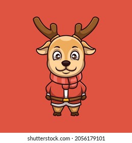 Cute Deer Creative Christmas Cartoon Mascot Logo