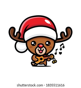 cute deer design playing ukulele