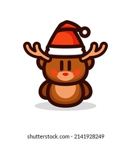 Cute deer doll cartoon vector icon illustration 
